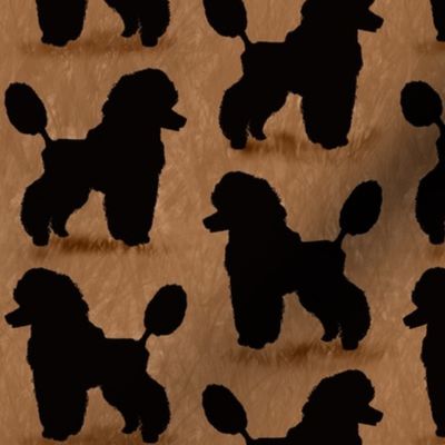 Black Poodle Silhouettes on Chocolate