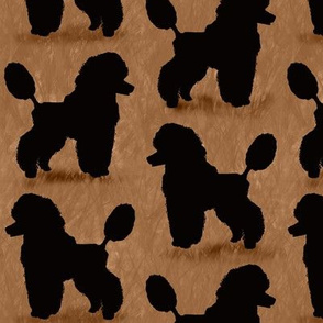 Black Poodle Silhouettes on Chocolate