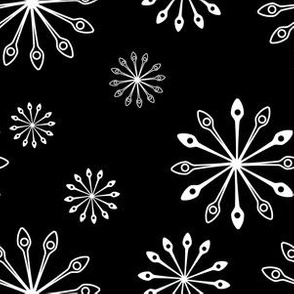 Spoon Mandala Circle Shaped Abstract Snowflakes Black White