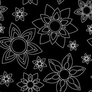 Black and White Mandala Flower Goth Hippie