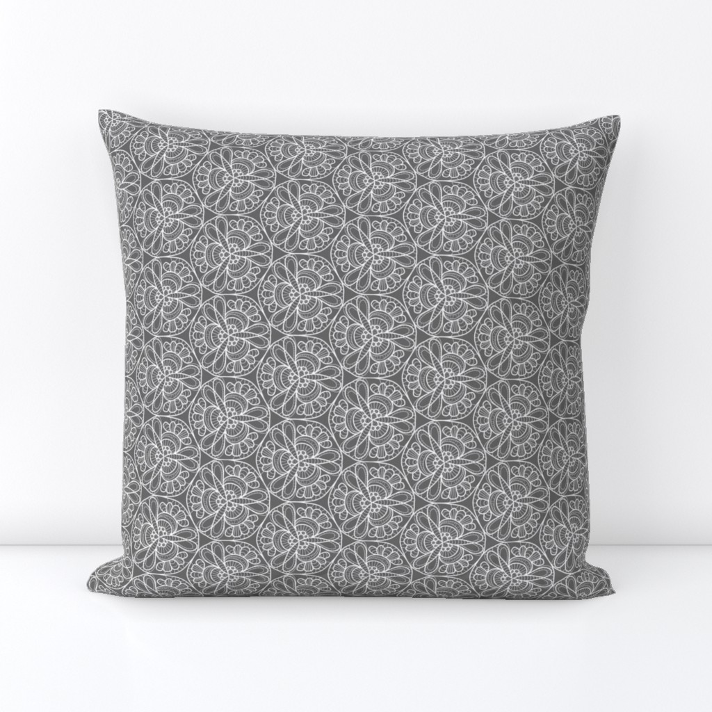 Grey lace mandala micro