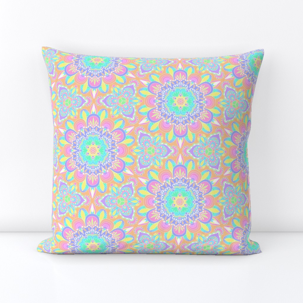 pastel rainbow mandala Peach