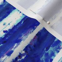 Tie Dye Hand Painted Watercolor Horizontal Stripes Indigo Blue- Royal Blue Large- Nautical- Sea- Beach Home Decor