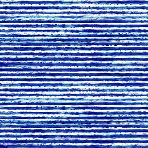Tie Dye Hand Painted Watercolor Horizontal Stripes Indigo Blue- Royal Blue Blue Small- Nautical- Sea- Beach