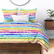 Rainbow Dust Large- Multicolored Hand Painted Watercolor Horizontal Stripes- Red, Orange, Yellow, Green, Blue, Indigo, Purple- Pride- LGBTQ- Large Scale- Home Decor