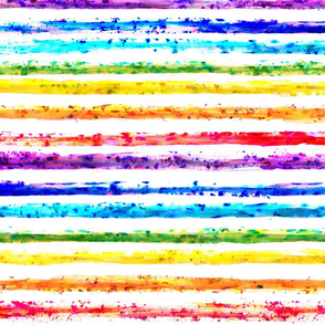 Rainbow Dust Medium- Multicolored Hand Painted Watercolor Horizontal Rainbow Stripes- Red, Orange, Yellow, Green, Blue, Indigo, Purple- Pride- LGBTQ