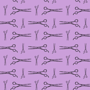 Hair Cutting Shears in Black with Lilac Purple Background (Large Scale)