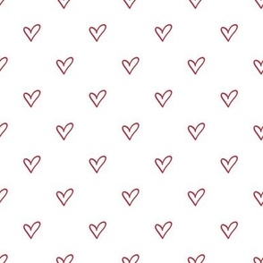 Hand Drawn Heart Outline Pattern | Christmas Cardinal Red Collection