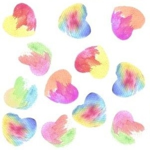 Watercolor rainbow hearts