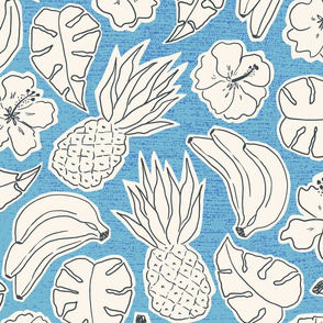 tropical cutouts/blue charcoal/large