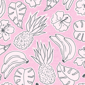 tropical cutouts/pink charcoal/large