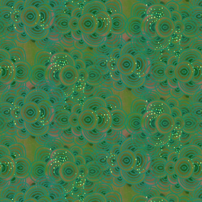 abstract circles layered // green blue // small
