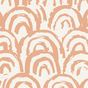 jumbo sketchy rainbows wallpaper // Peach Nougat on bone