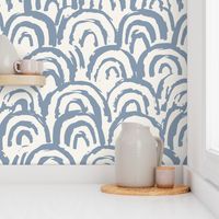 jumbo sketchy rainbows wallpaper // Dusty Blue on bone