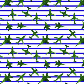 Green watercolor airplanes with blue stripes - planes for baby boy