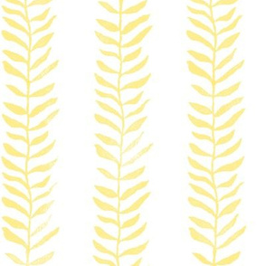 Botanical Block Print in Sunshine Yellow (large scale) | Leaf pattern fabric, sunny plant fabric for garden and coastal decor.