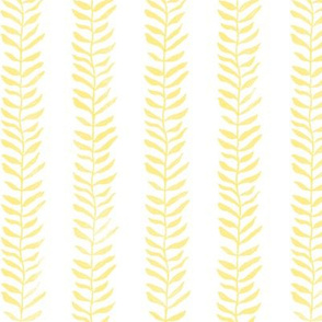 Botanical Block Print in Sunshine Yellow | Leaf pattern fabric from original block print, sunny plant fabric for garden and coastal decor.