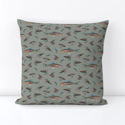 Fly Fishing Flies Throw Pillow