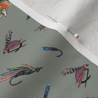 Fly Fishing - Sage Green (Flies and Rainbow Trout)