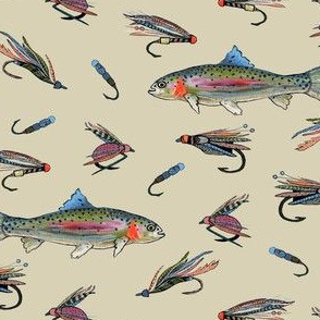 Trout Fabric, Wallpaper and Home Decor