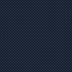 Micro Navy and Orange Polka Dots