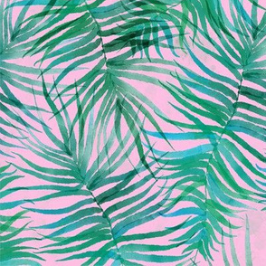 Watercolor Emerald Palms (pink) 12"