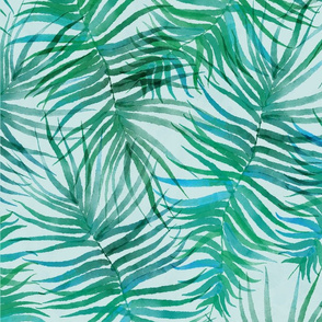Watercolor Emerald Palms (mint) 24"