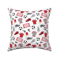 soccer pattern fabric - red grey