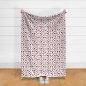 soccer pattern fabric - red grey
