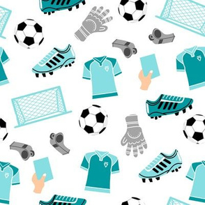 soccer pattern fabric - teal