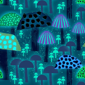 Wild About Mushrooms - Florescent Blue - Jumbo
