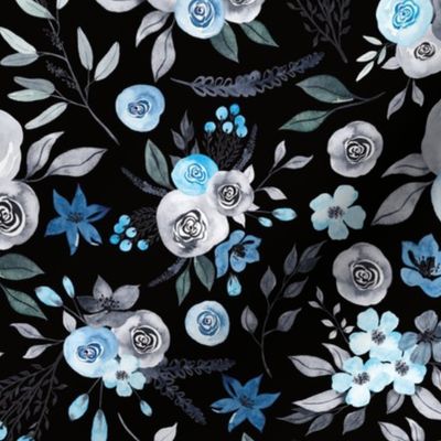 black blue floral