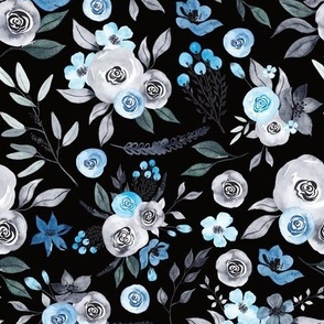 black blue floral