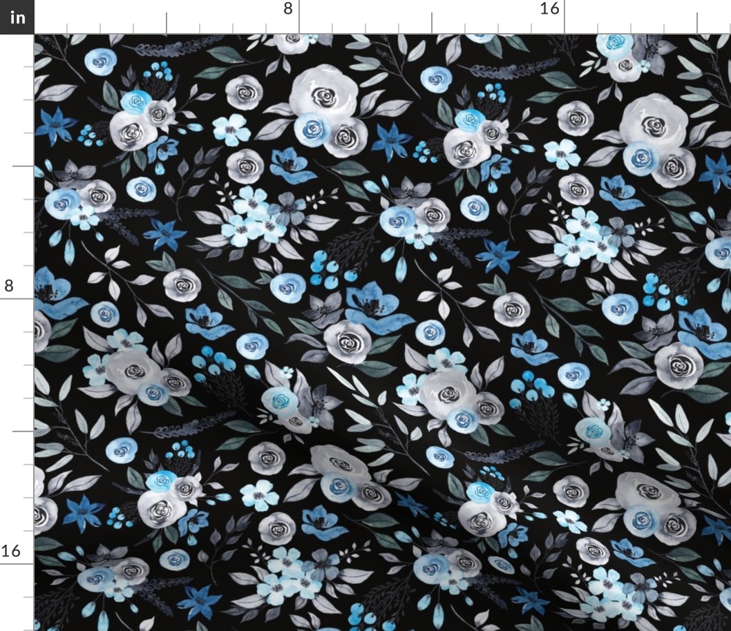 black blue floral