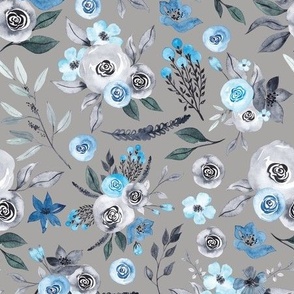 blue eternal floral gray background