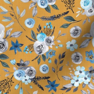 blue eternal floral mustard