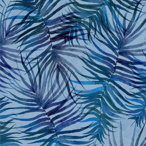 Watercolor Blue Palms (dusty blue) 24"