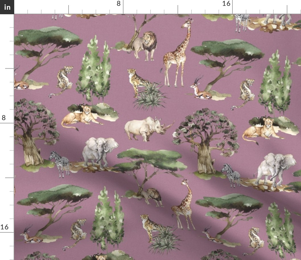 jungle animals lavender linen