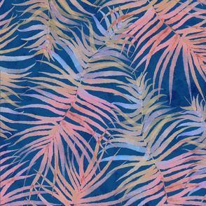 Watercolor Palms (classic blue) 24”