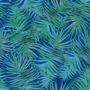 Watercolor Emerald Palms (classic blue) 18"