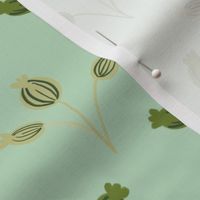 Playful Flower Buds Tonal Green farmhouse cottage floral by Terri Conrad Designs