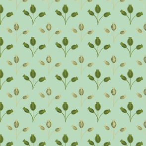 Playful Flower Buds Tonal Green farmhouse cottage floral by Terri Conrad Designs