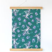 Jellyfish Mermaid Queen -- Pine Green Teal Waves