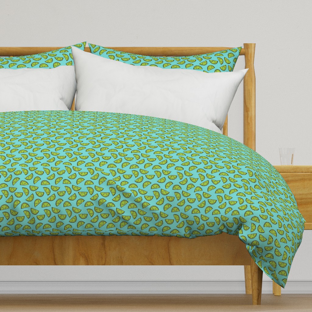 Ditsy Lime Wedges on Light Blue