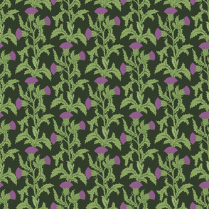 Thistle Floral on Dark Green