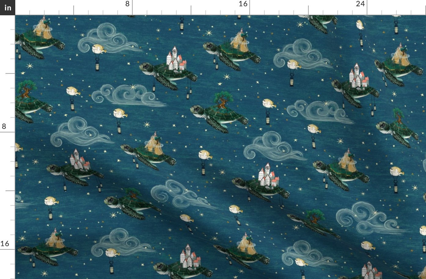 Sea turtles in the soothing night sky stars nautical, 4 inch, whimsical, gender neutral unisex nursery, kids and baby , hand-painted, fantasy, magical, baby boy