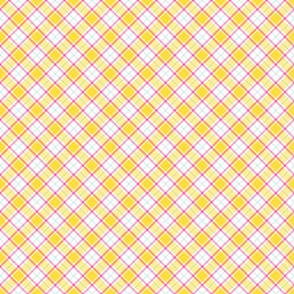 Small Pink, Yellow, and Turquoise Diagonal Plaid
