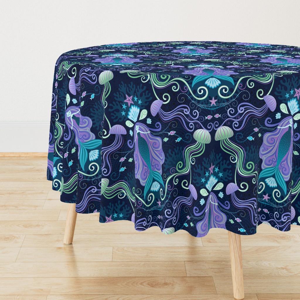 Meditating Mermaid Damask