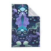 Meditating Mermaid Damask