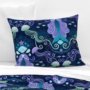 Meditating Mermaid Damask